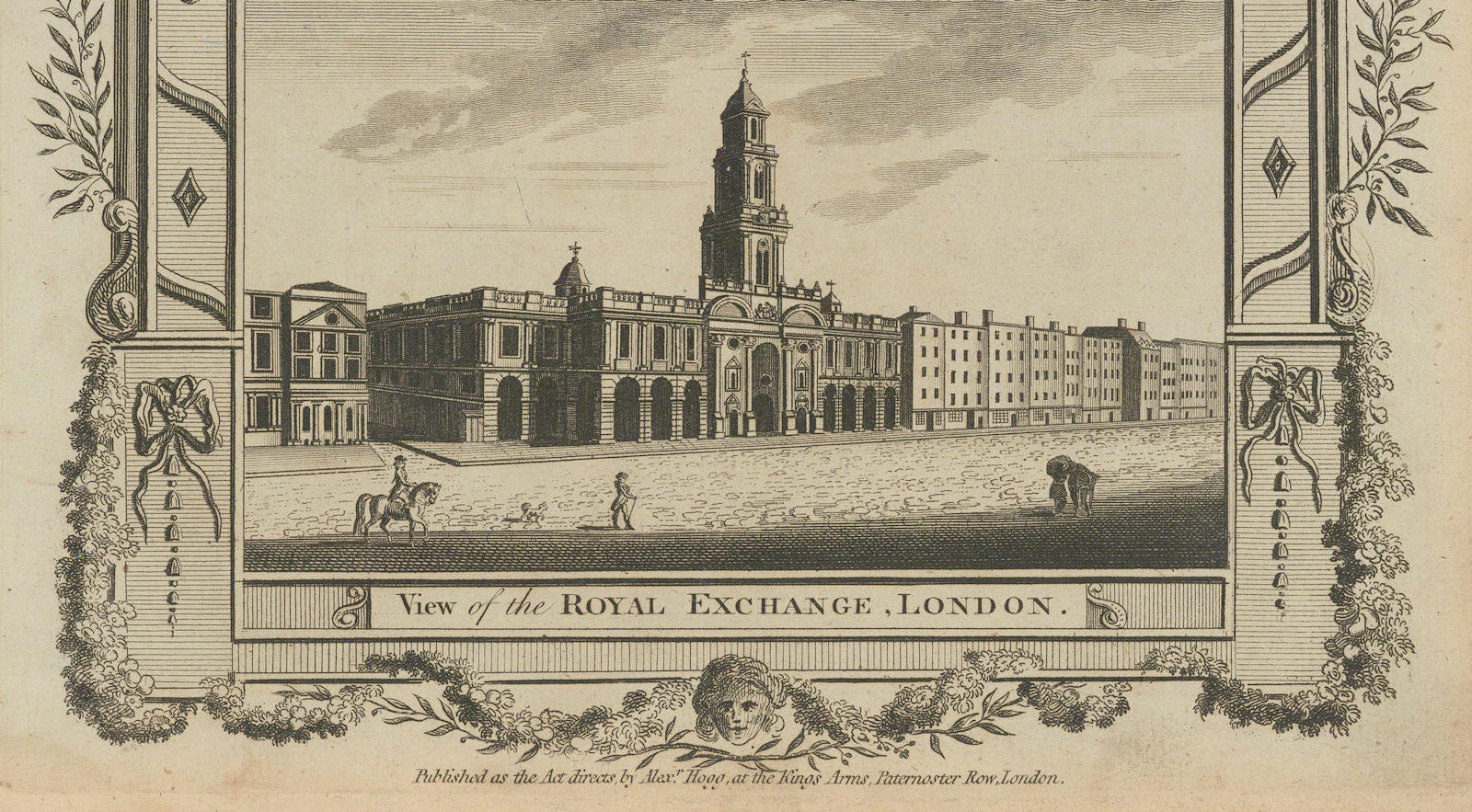 View of the Royal Exchange. Jarman's building, London. THORNTON 1784 old print
